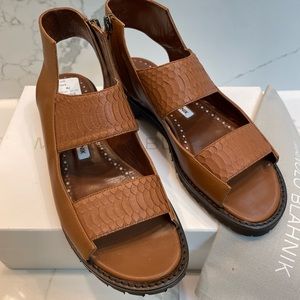 MANOLO BLAHNIK Sandals  Fialga Snakeskin Zip Sandals 37 EU/7 B $825